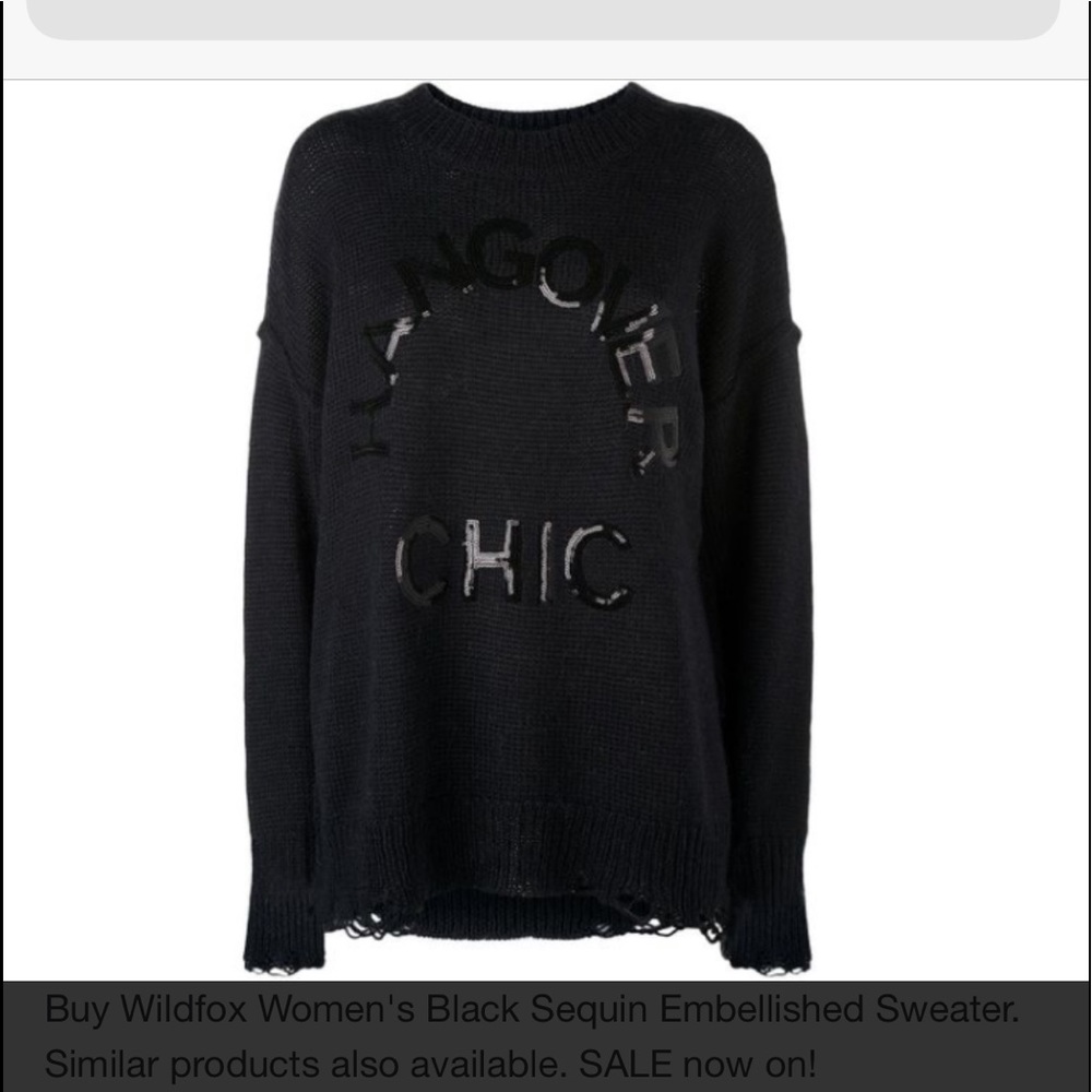 Wildfox Black Hangover Chic Sequin Sweater